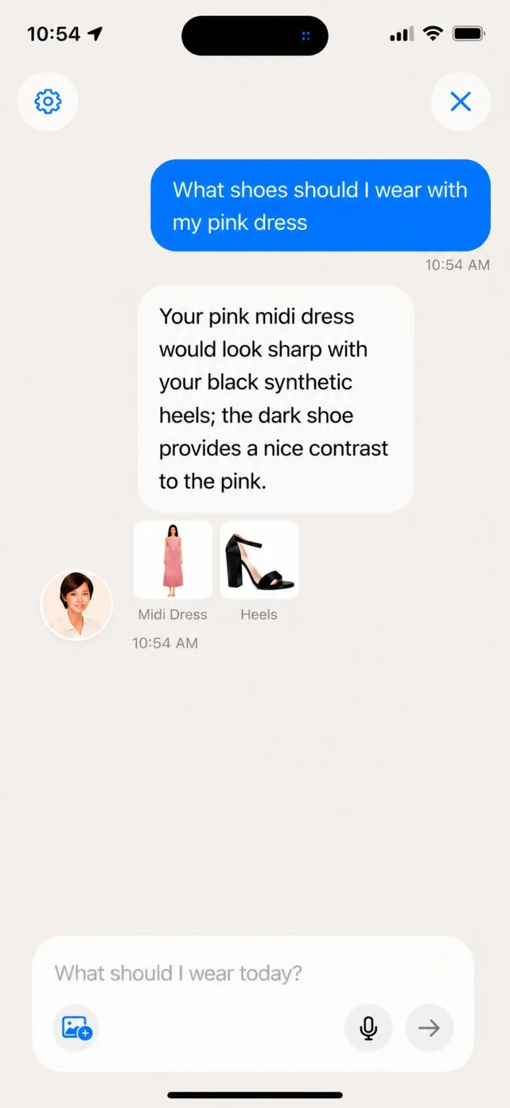 Wearra AI Stylist chat answering a wardrobe question with suggested clothing items
